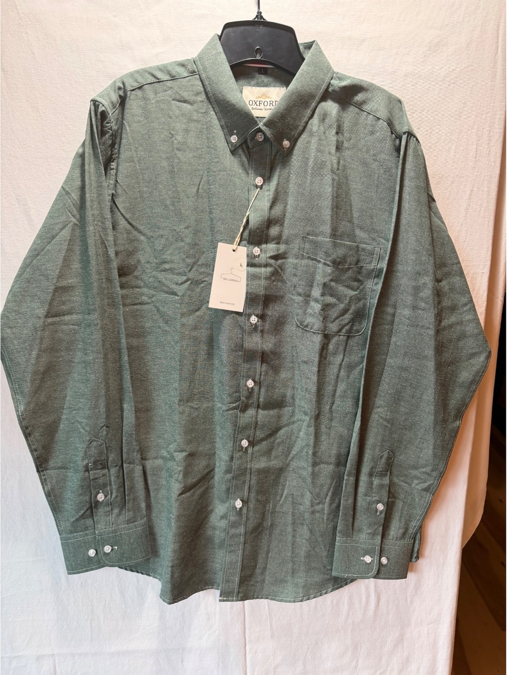 Oxford Men's Button-Down Green Shirt, Size Large, New with Tags